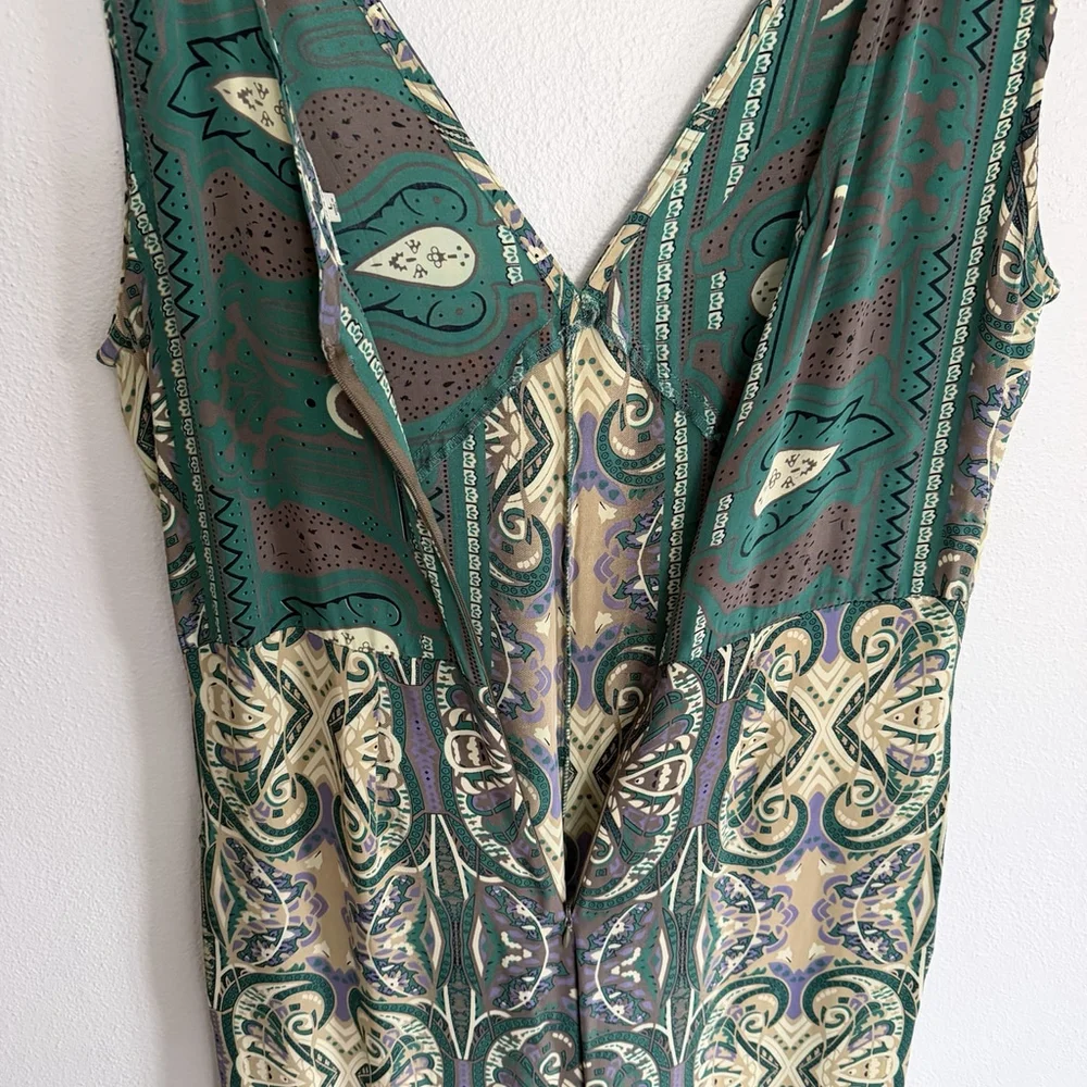 Earthbound Boho Jumpsuit Wide Leg Romper Womens L Paisley Flowy Festival Hippie - Picture 5 of 10